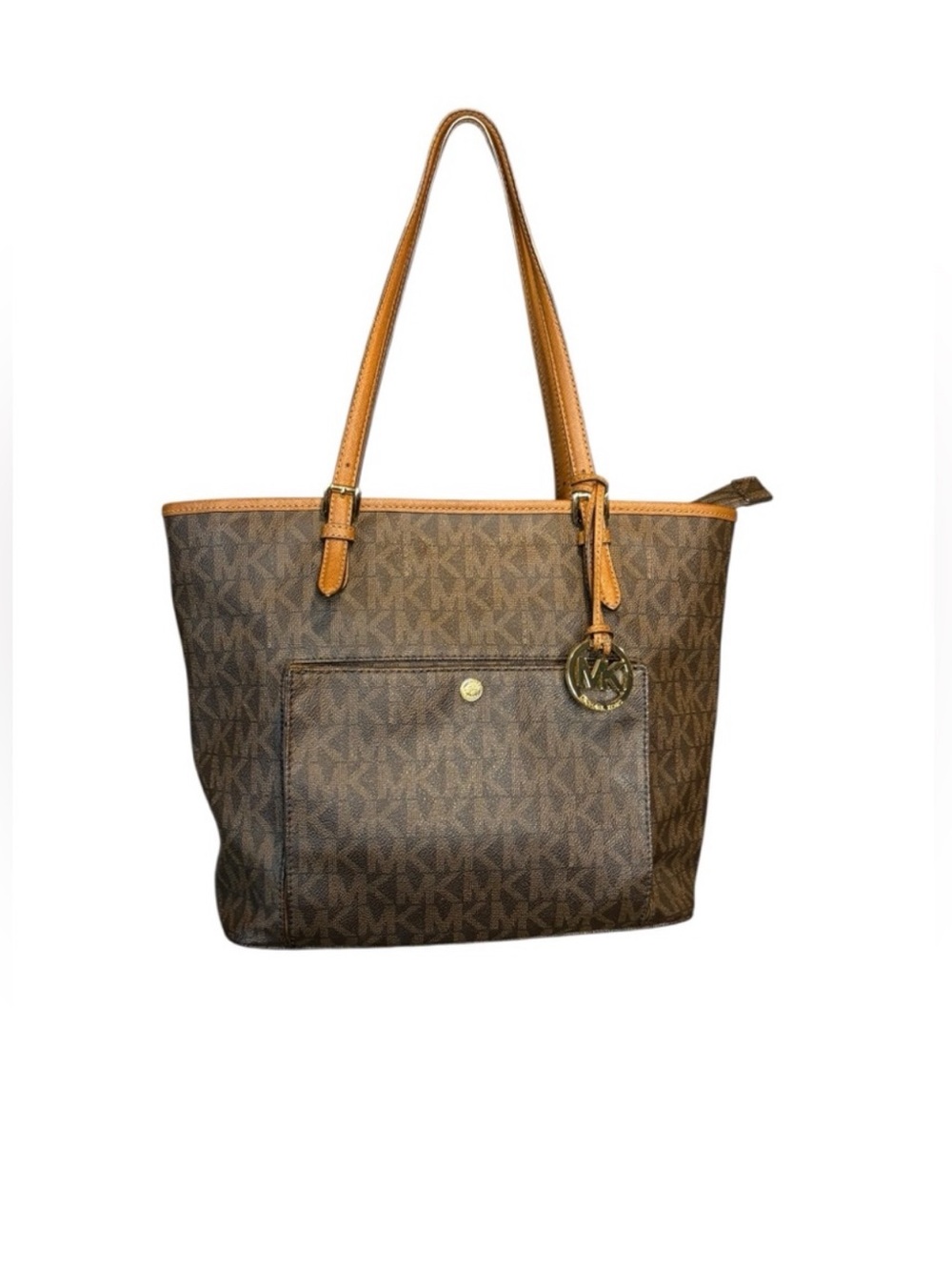 Michael Kors Brown/ Tan Signature MK Logo Tote